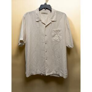 Tommy Bahama Men's Beige Button Down Shirt Size XL Silk short sleeve